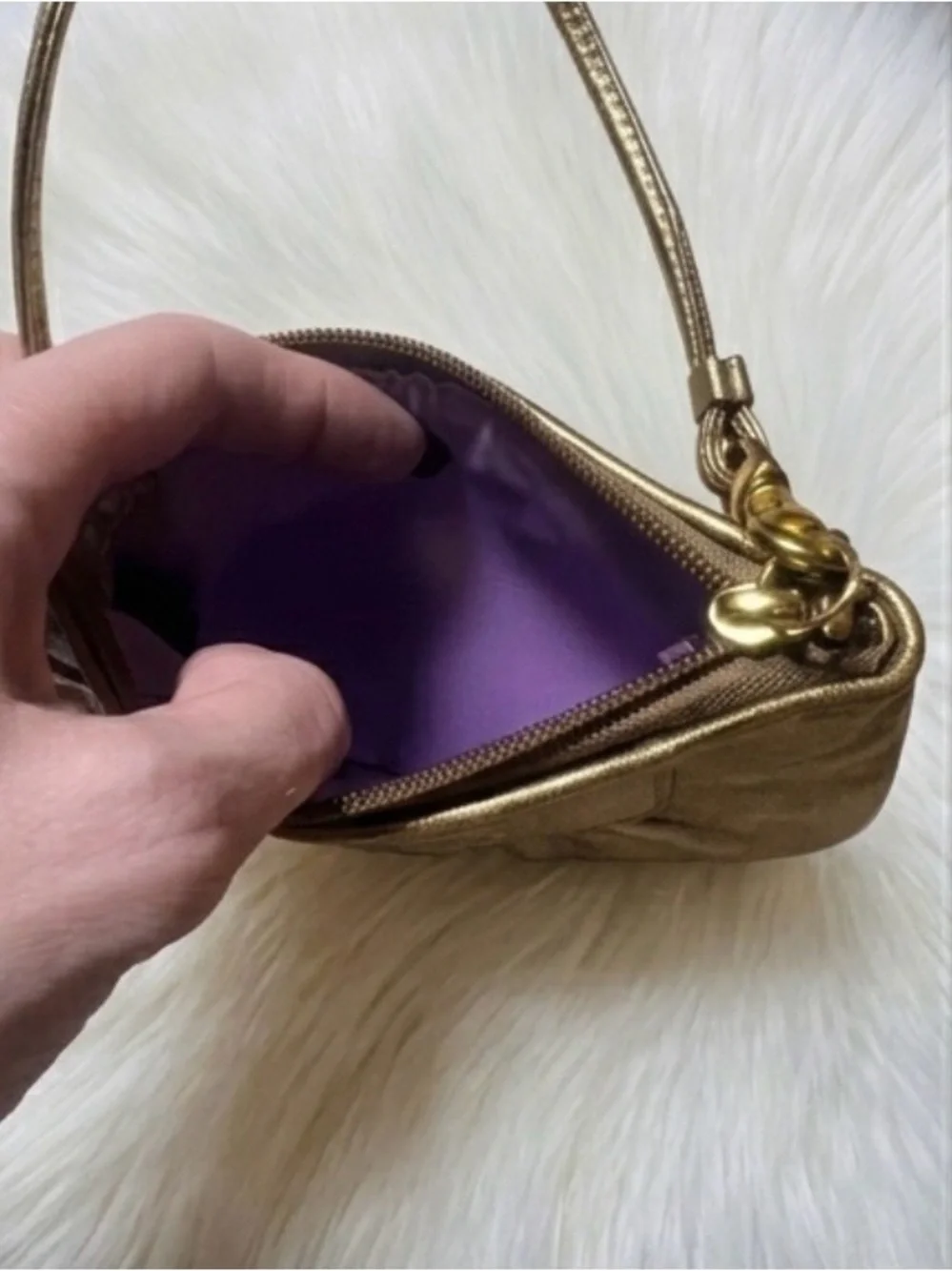 Coach Metallic Gold Leather Wristlet Clutch